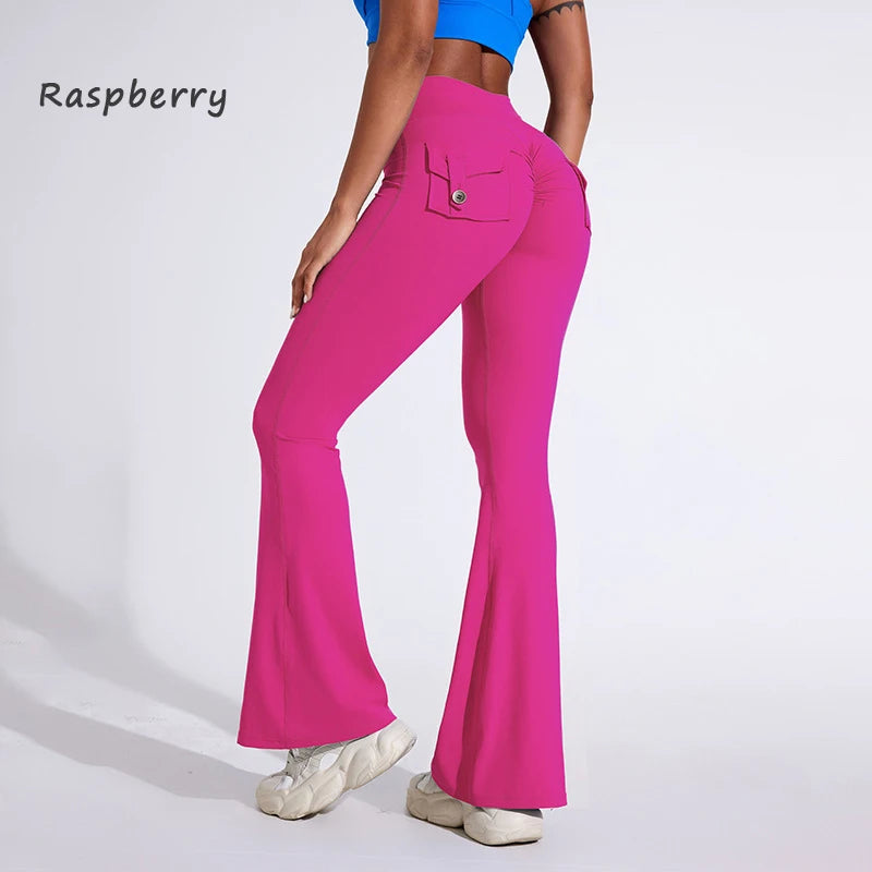 Women's Back Pocket Flared Leggings For Workout Outfits