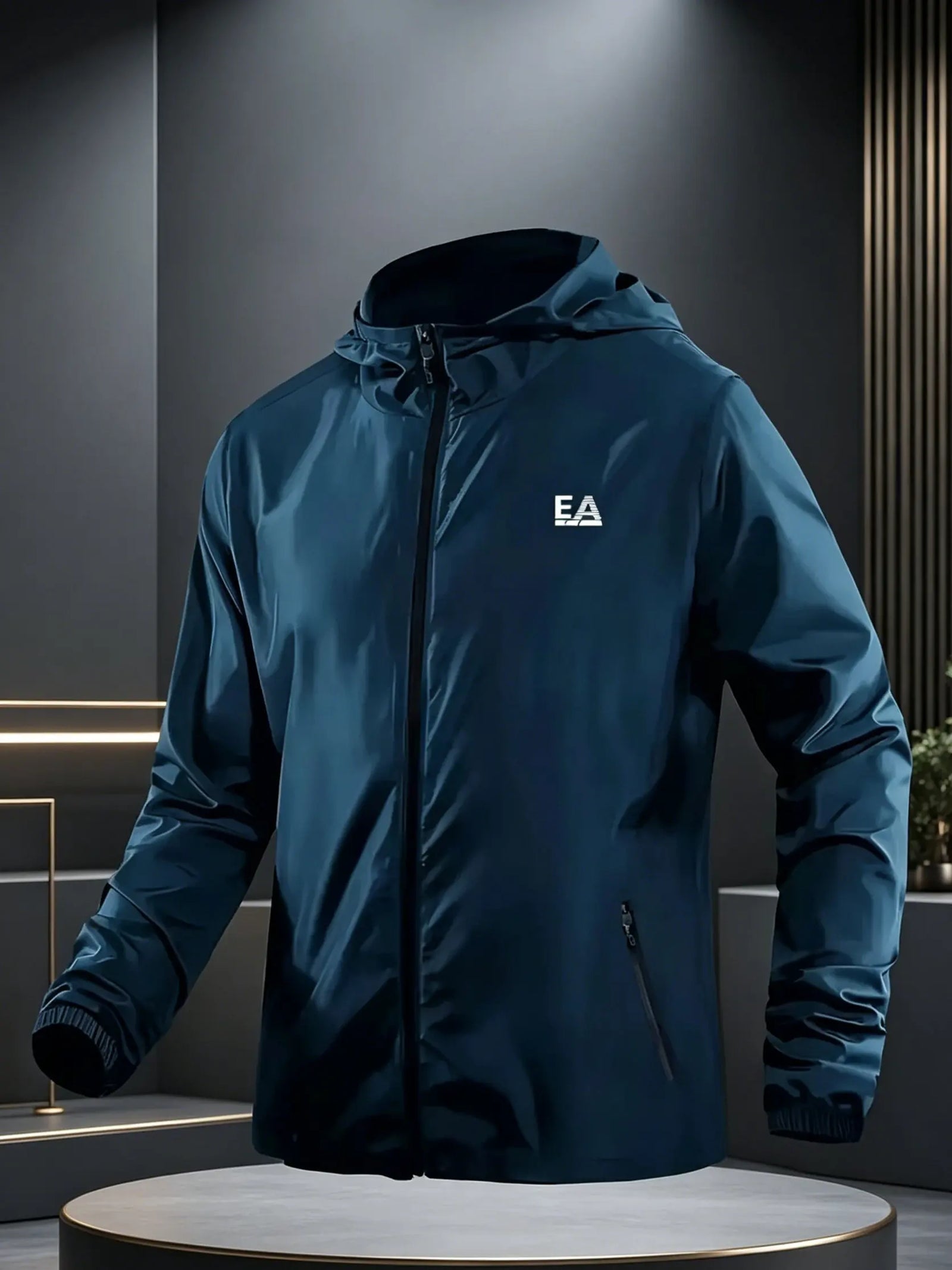 Hooded Long Sleeve Full Zip Outdoor Hiking Jacket with Pockets