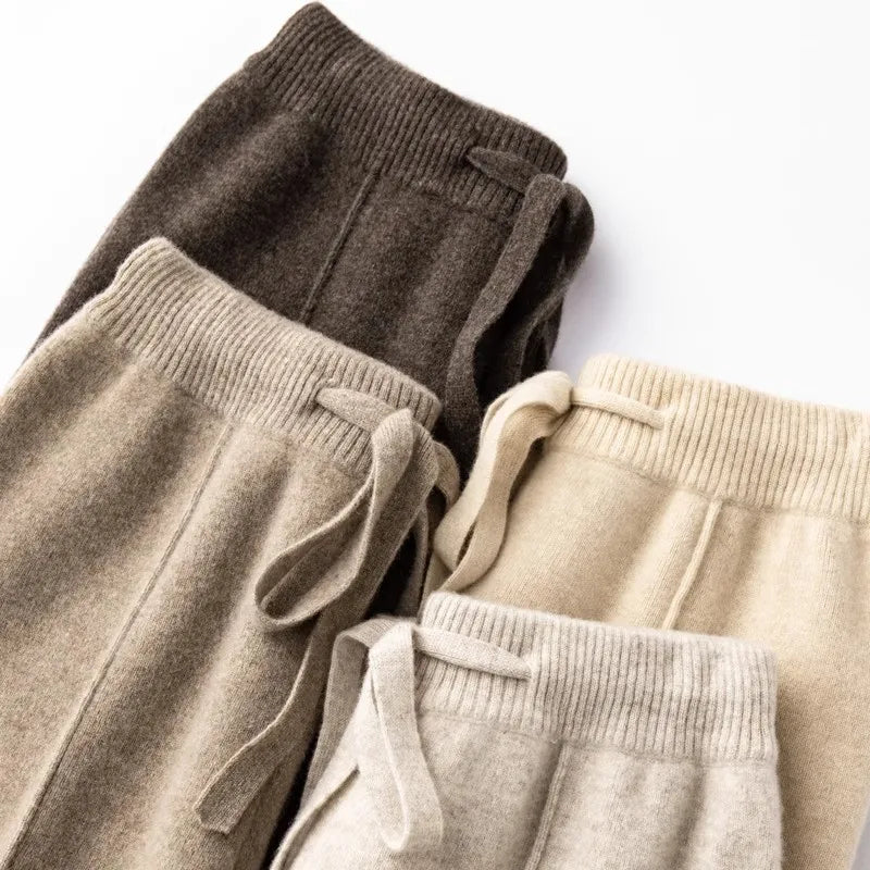 Wide-leg women's autumn winter cashmere high-waisted knitted straight-leg pants high-end casual outerwear loose drape long pants