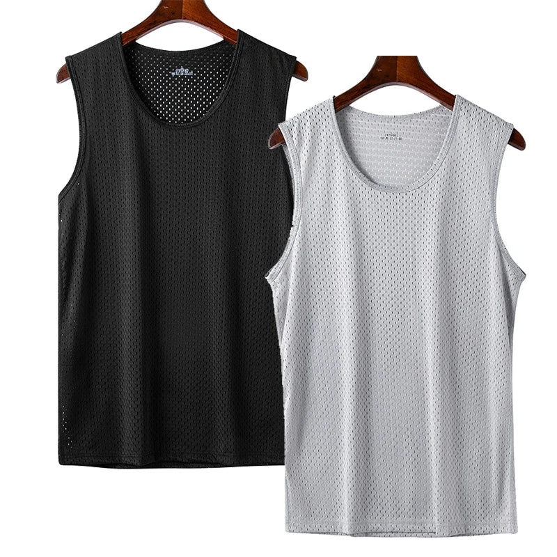 Men Ice Silk Mesh Sports Vest Breathable Quick Dry Sleeveless Riding Running Training Top