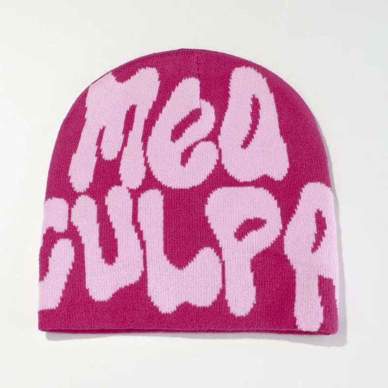 Letter Pattern Knit Beanie with Colorful Graphic Design