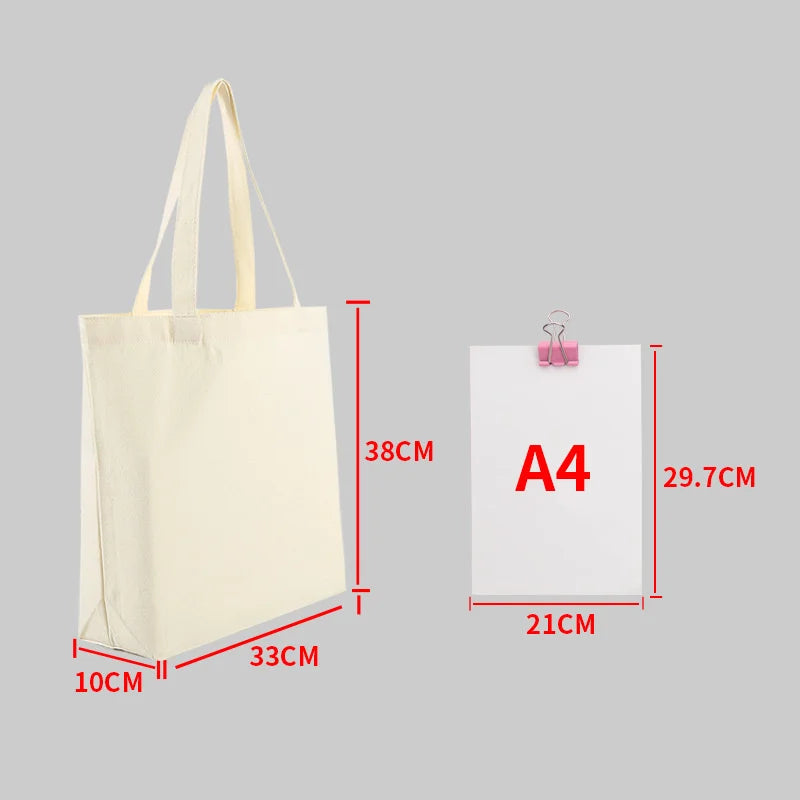 Plain Canvas Style Tote Bag with Long Shoulder Handles