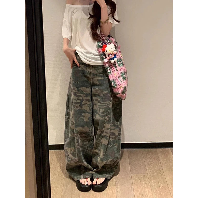 Women's Camouflage Wide Leg Casual Pants For Everyday Outfits