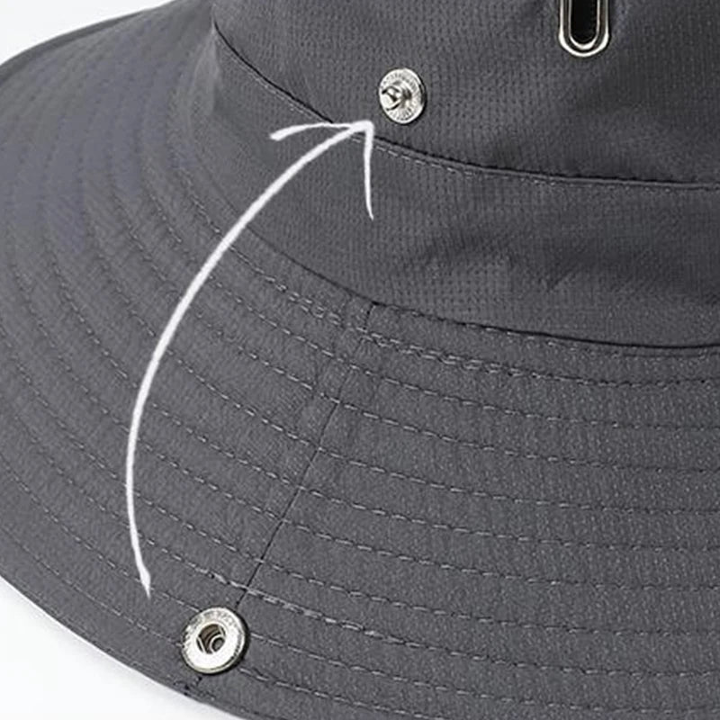 Wide Brim Outdoor Bucket Hat with Adjustable Chin Cord