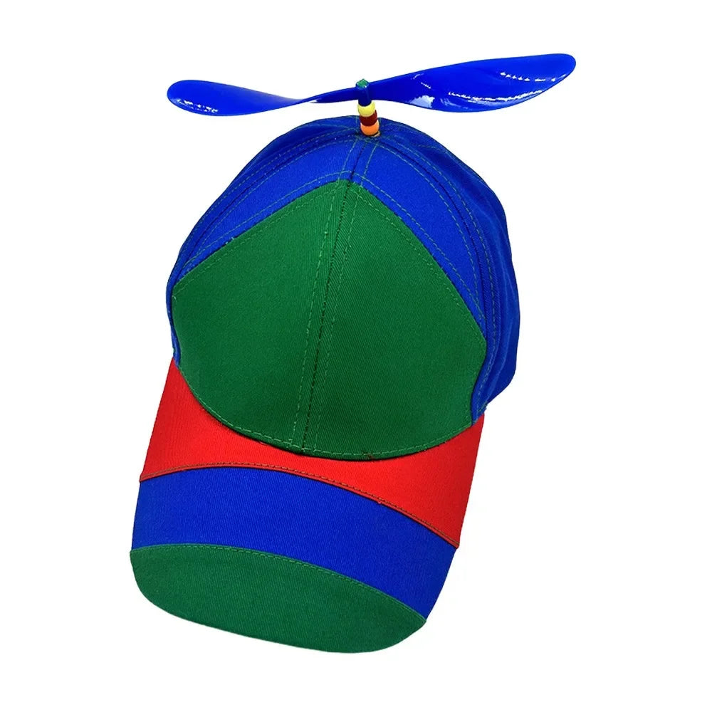 Color Block Baseball Cap with Decorative Top Propeller