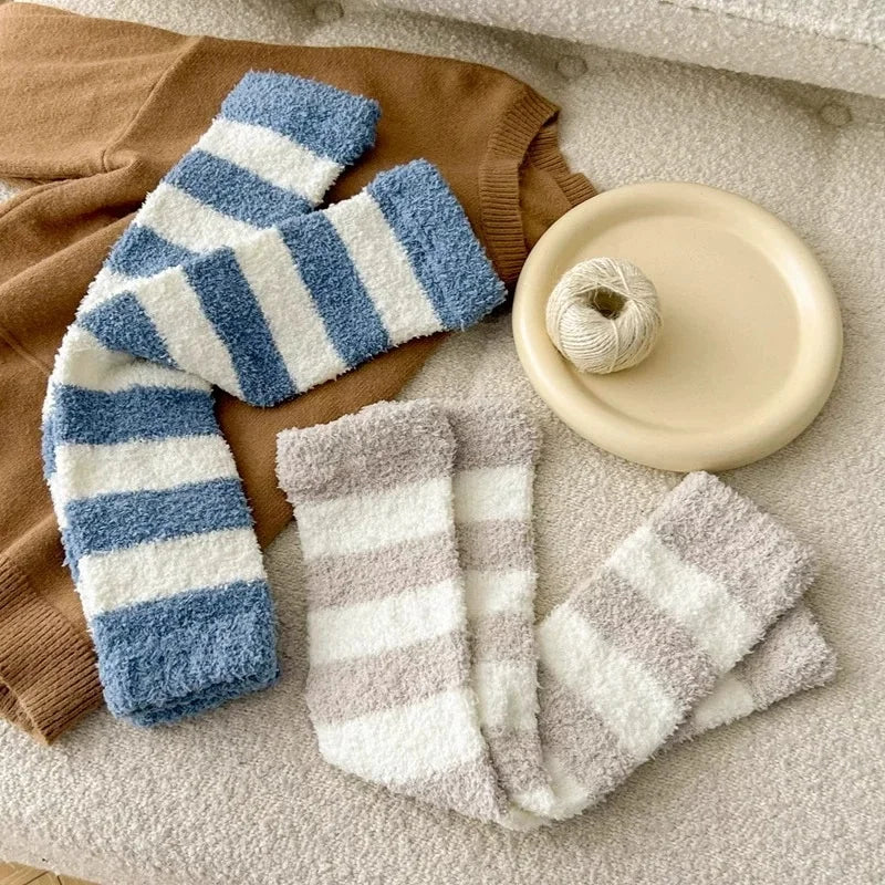 Plush Calf Leg Warmers with Solid and Striped Options