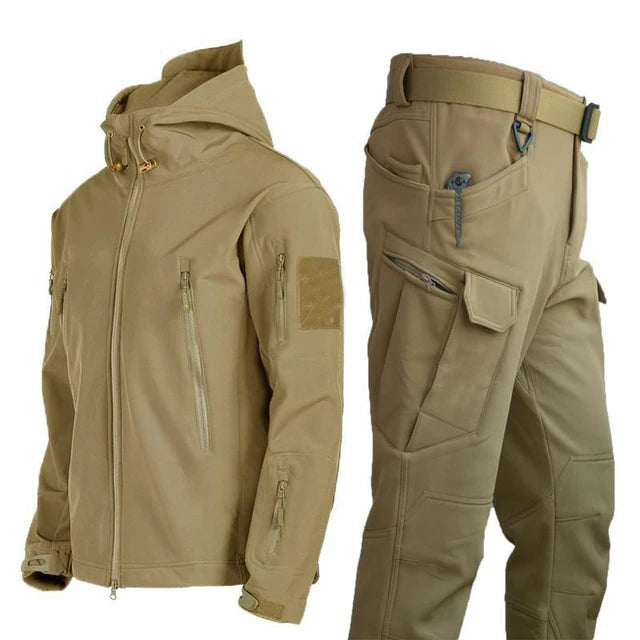 Outdoor Hooded Jacket and Trouser Clothing Set with Style Options