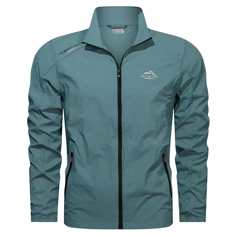 Men's Stand Collar Zip Front Pocket Jacket