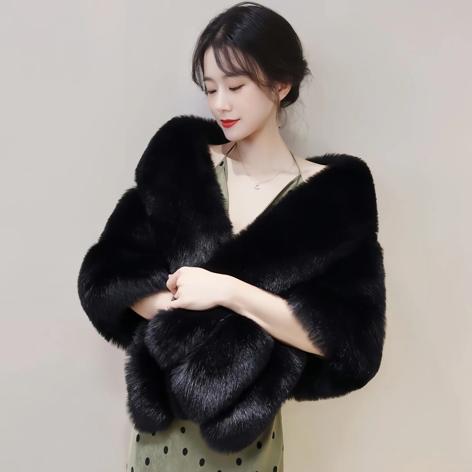 Plush Cross Front Wrap Cape for Layering over Outfits