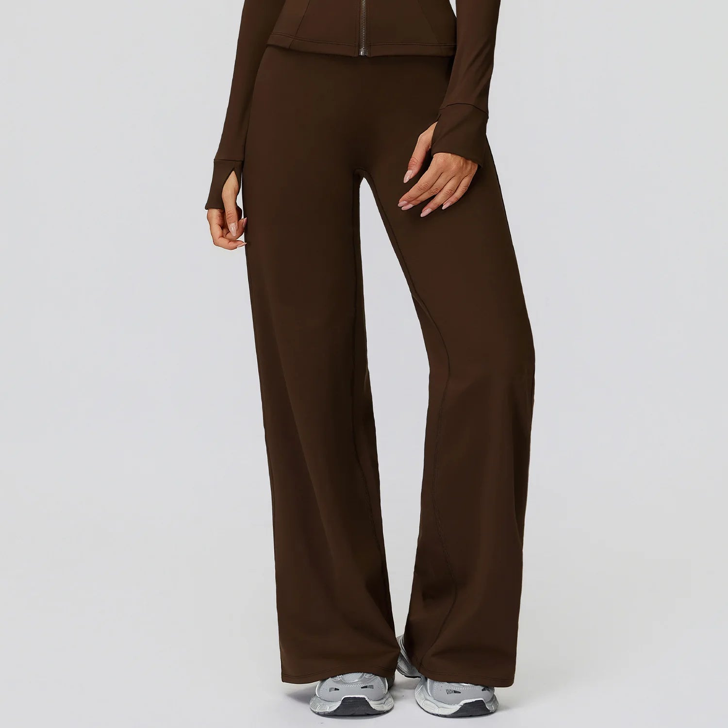 Women's High Waist Polyester Blend Wide Leg Pants for Yoga and Casual Wear