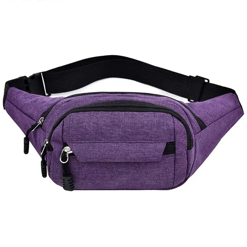 Solid Waist Pack with Adjustable Strap and Zippered Pockets