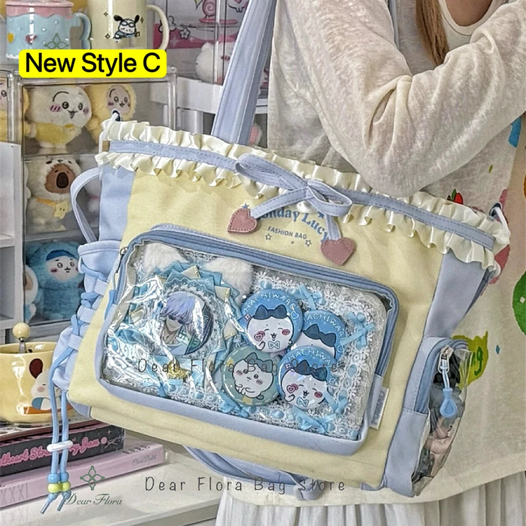 Decorative Display Tote Bag with Transparent Front Pocket