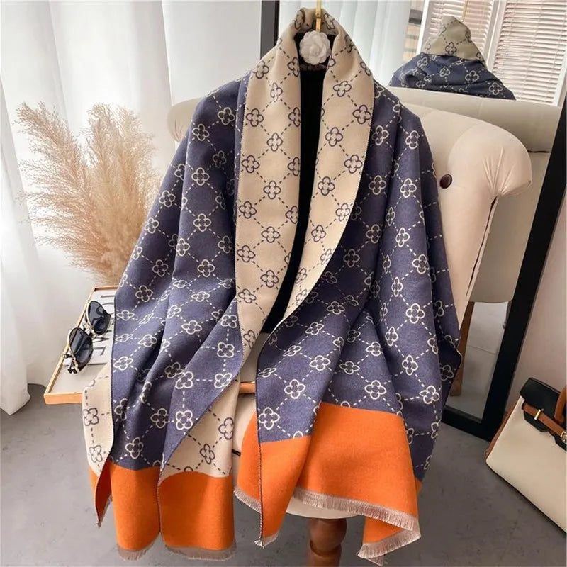 Patterned Fringed Wrap Scarf for Layering over Outfits