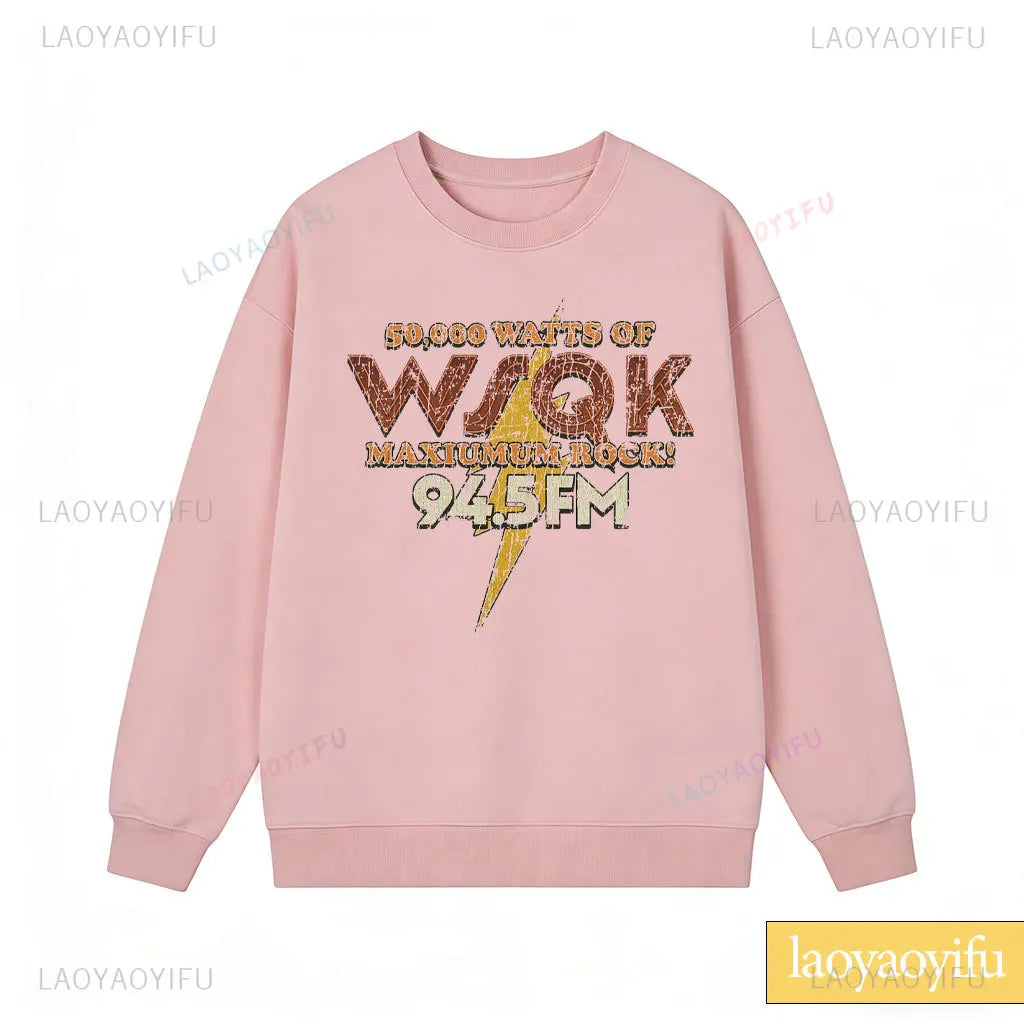 Radio Graphic Long Sleeve Pullover Casual Sweatshirt for Layering