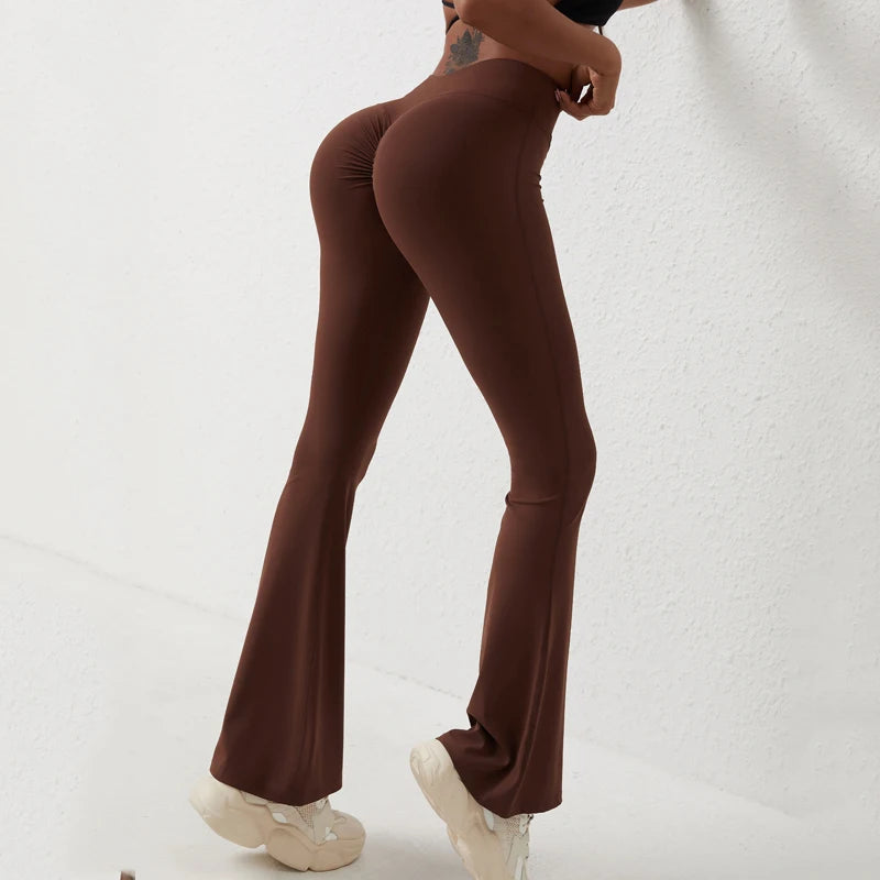 Women's Scrunch V Back Flared Leggings For Workout Outfits