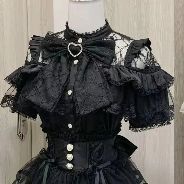 Women's Bow Front Ruffled Short Sleeve Blouse
