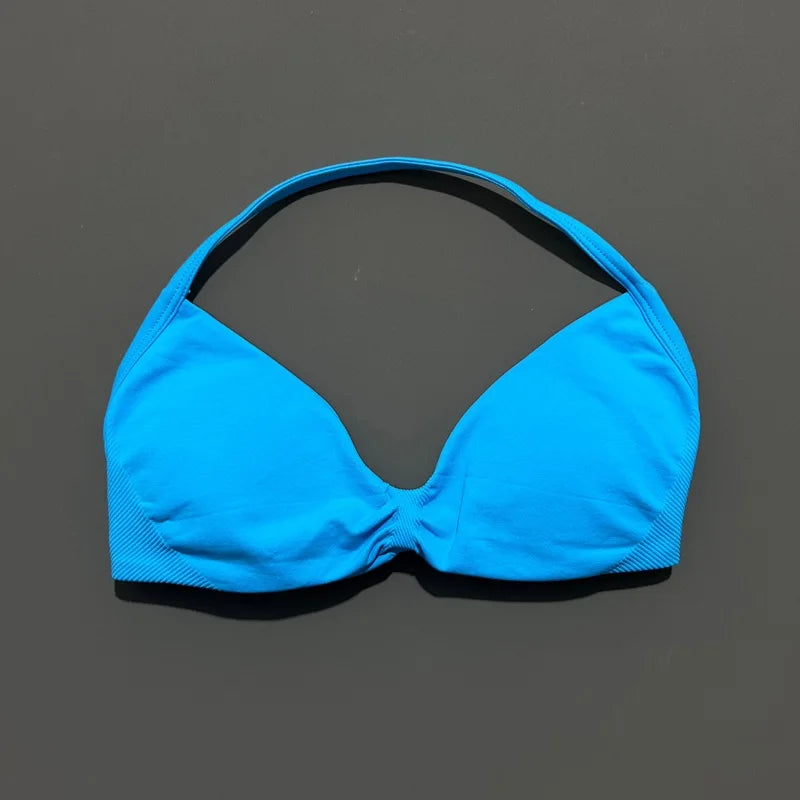 Women's Ruched Halter Neck Sports Bra