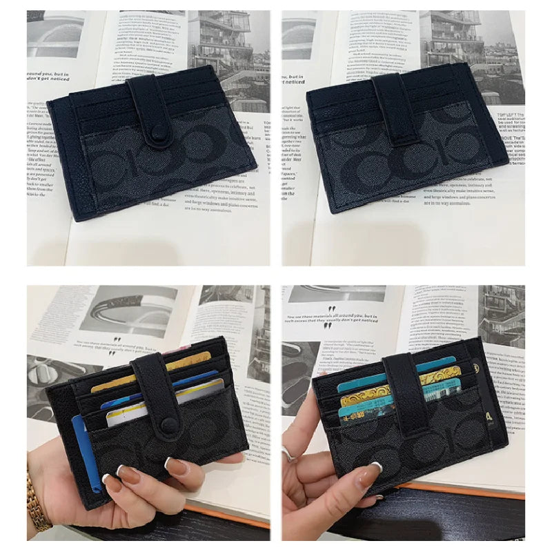Slim Card Wallet with Snap Tab and Slot Compartments