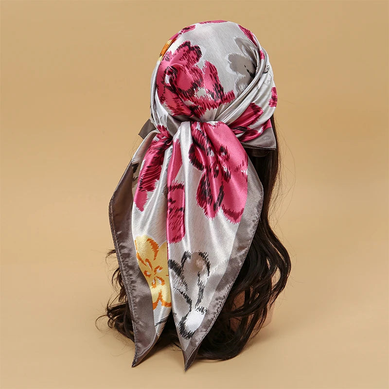 Printed Square Scarf with Ornate Paisley Pattern Options