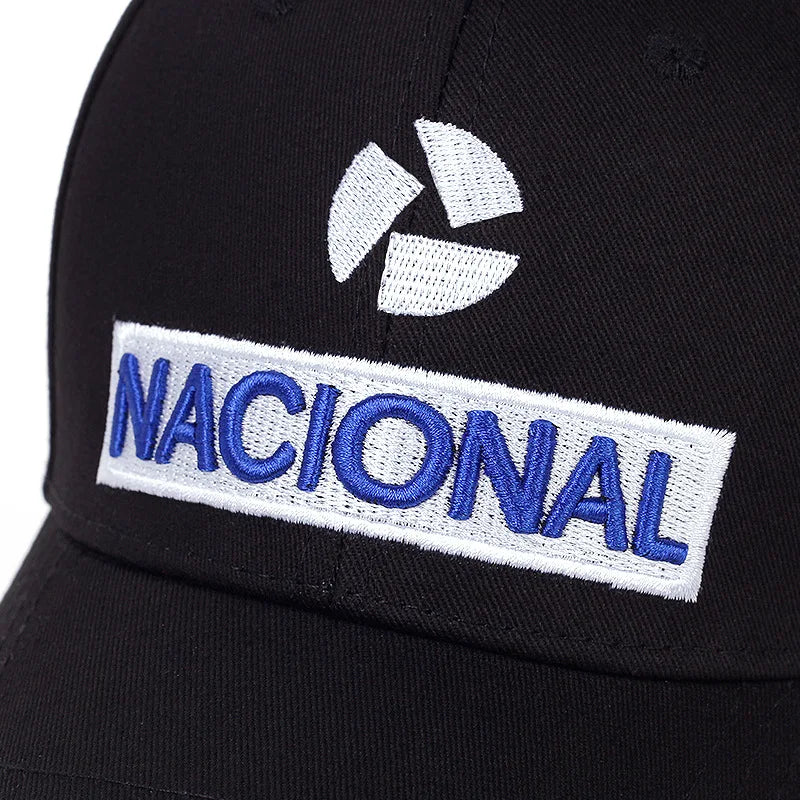 Embroidered Racer Style Baseball Cap with Curved Brim