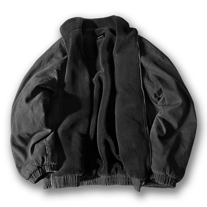 Men's Fleece Look Lined Zip Front Bomber Jacket