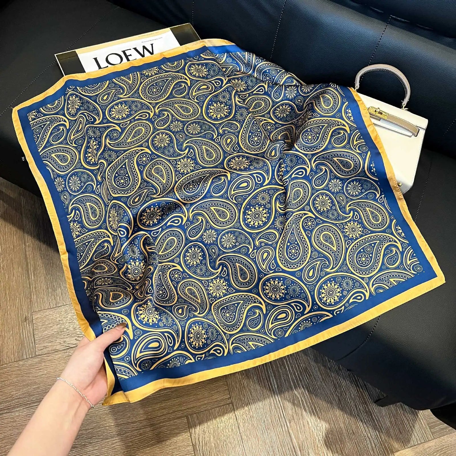 Patterned Square Scarf with Paisley and Houndstooth Style Options