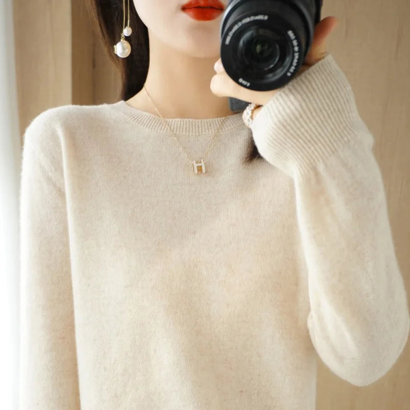 Women's Crew Neck Long Sleeve Sweater Casual Knit Layer