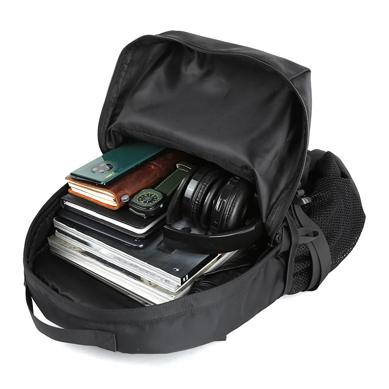 Men's Multi-Pocket Laptop Backpack with Buckle Details and Size Options