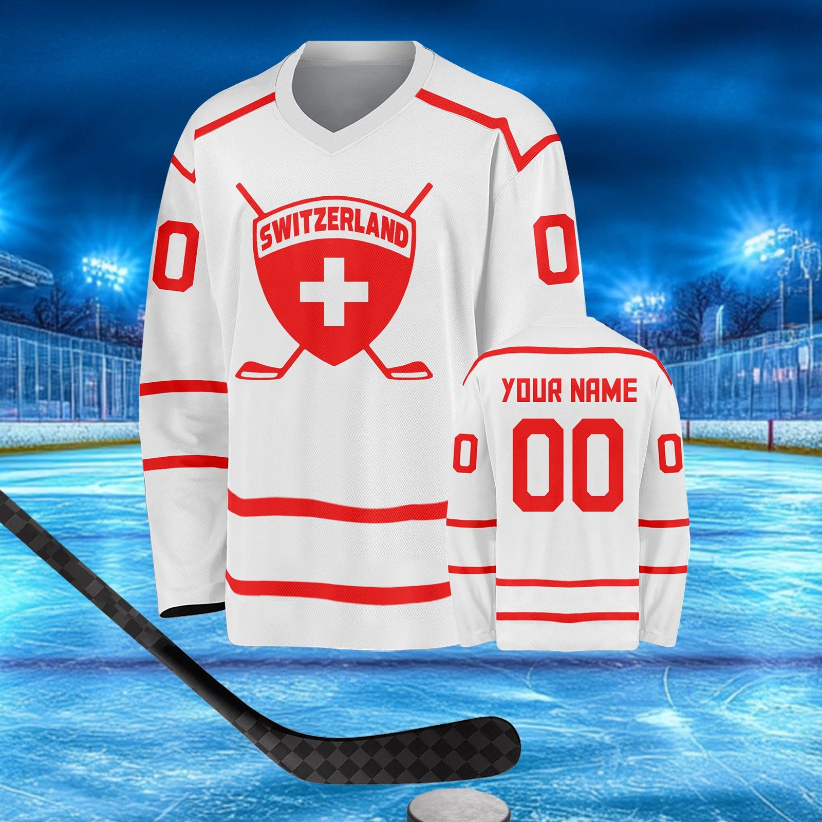 Switzerland Number Graphic Long Sleeve Jersey For Sports Outfits