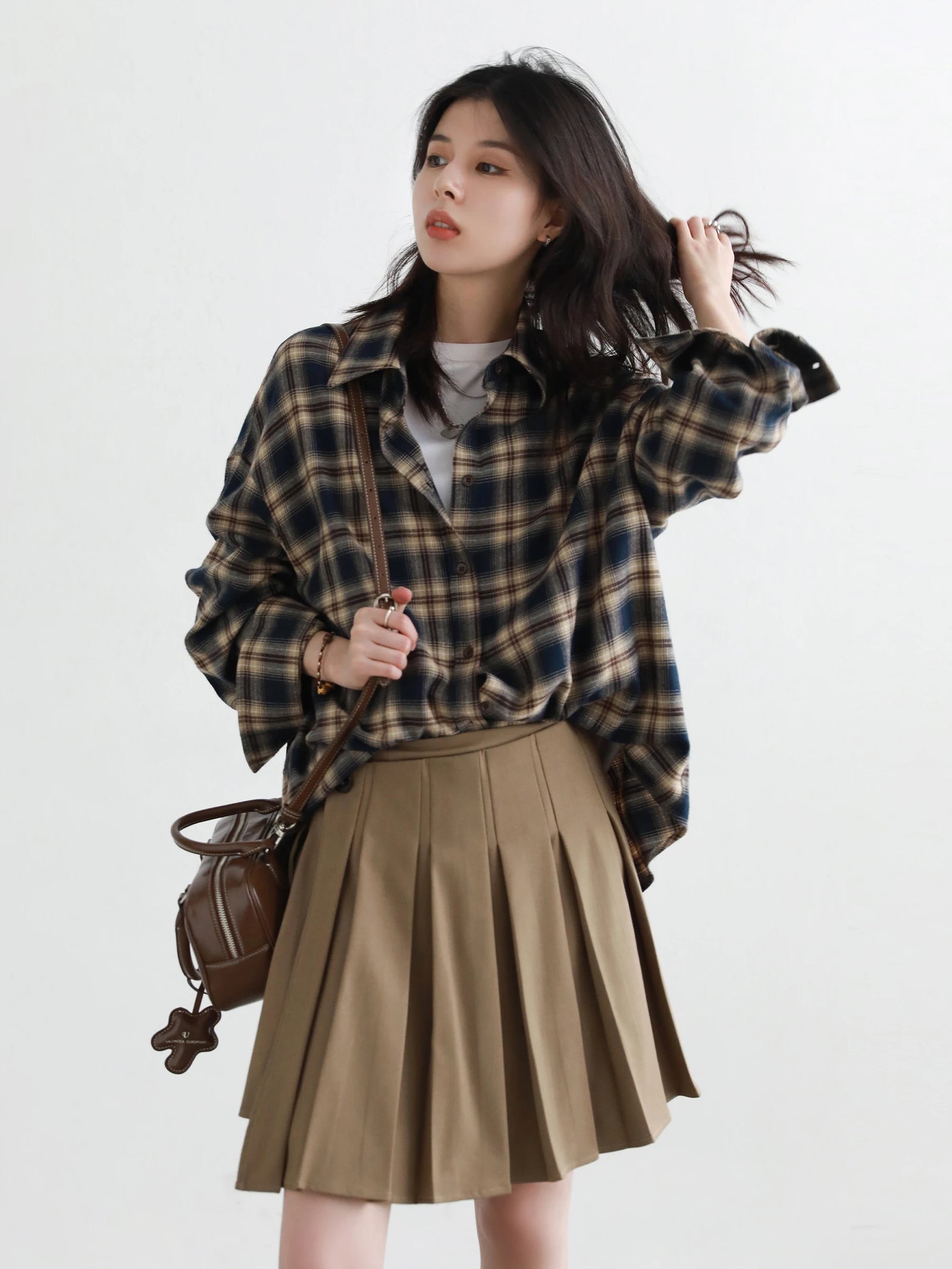 Women's Checked Collared Long Sleeve Shirt
