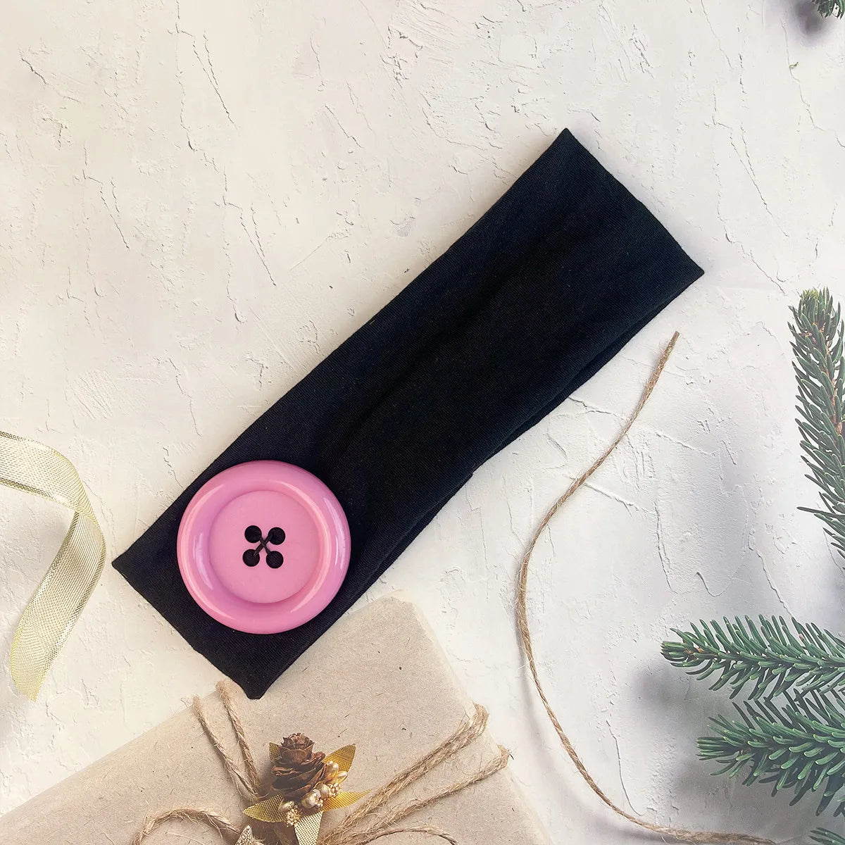 Polka Dot and Button Style Fabric Headband for Hair Styling