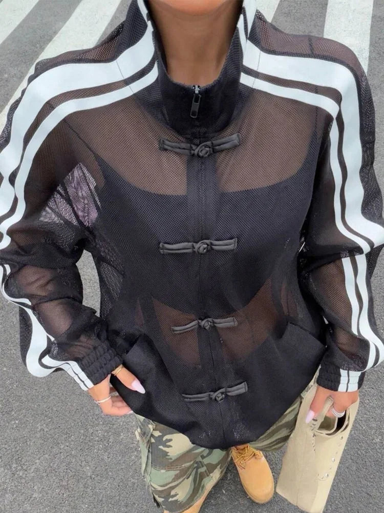 Long Sleeve Casual Front Closure Streetwear Jacket for Layering