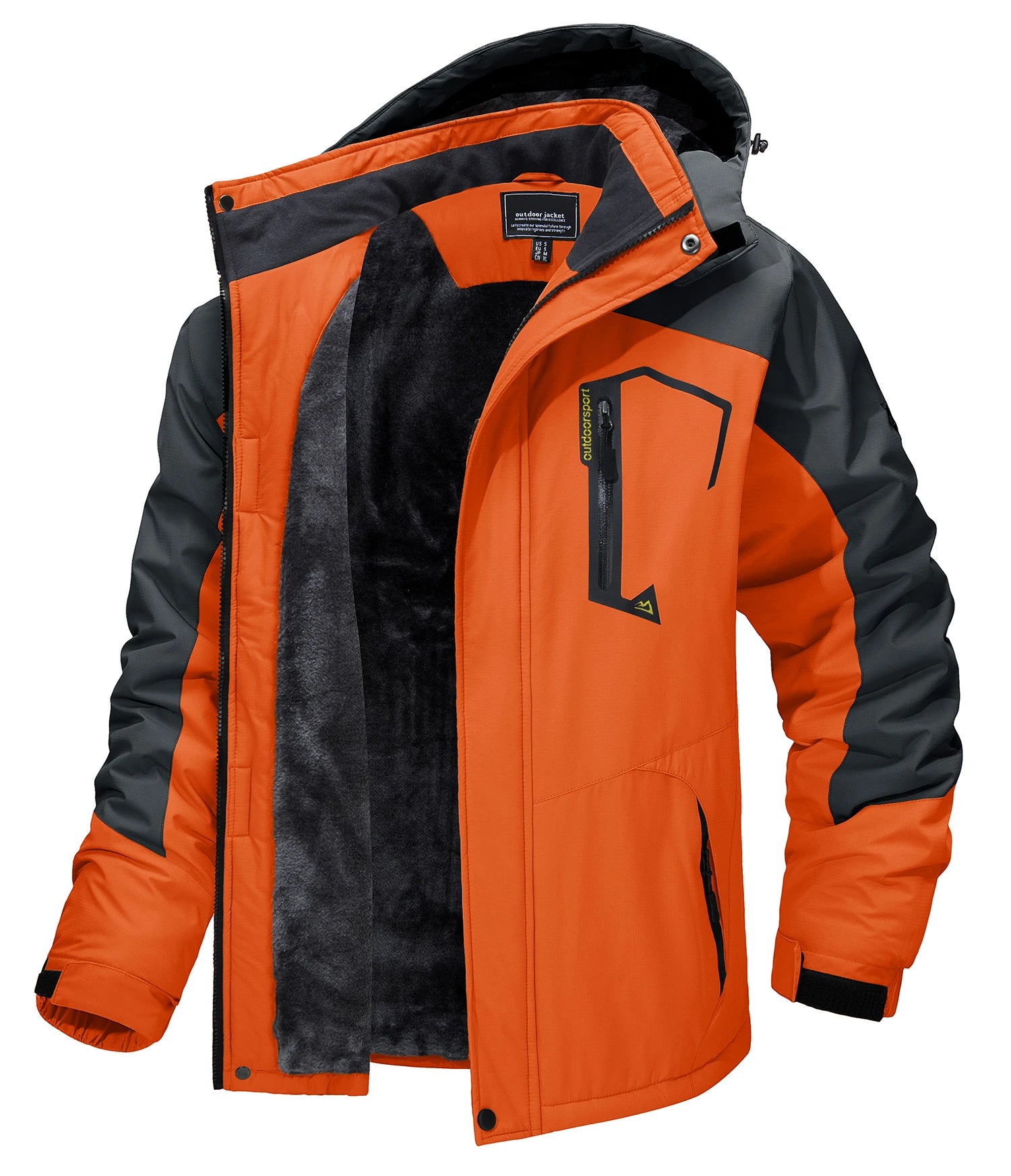 Men's Fleece Lined Hooded Zip Front Jacket