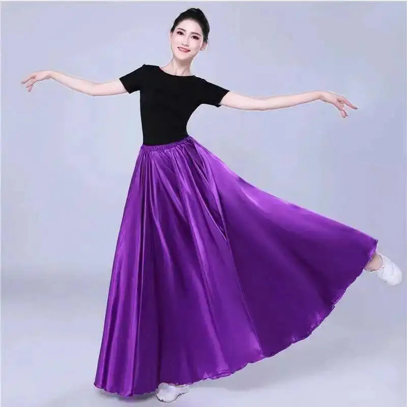 Women's Long Satin-Look Belly Dance Skirt with Separate Top Option