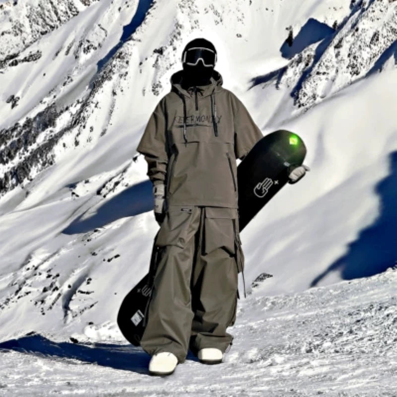 Hooded Ski Jacket and Pants Clothing Set with Style Options