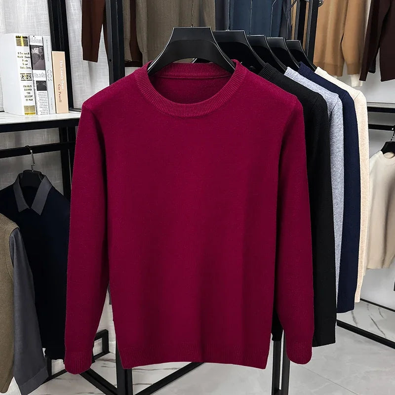Men's Plain Crew Neck Long Sleeve Knit Sweater