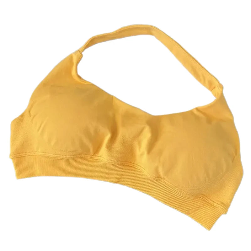 Women's Ruched Halter Neck Sports Bra