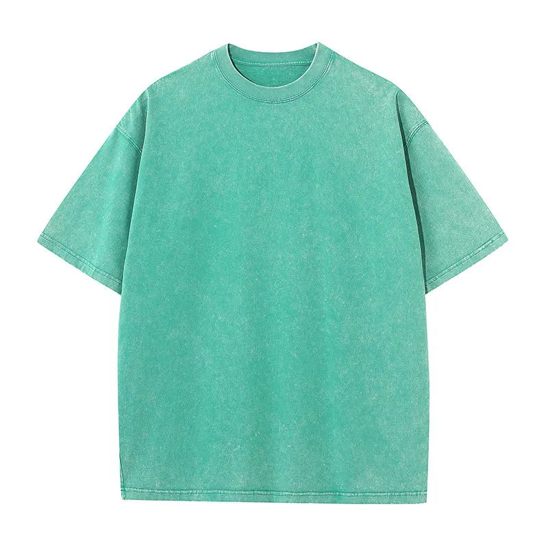Solid Crew Neck Short Sleeve Loose Casual T Shirt