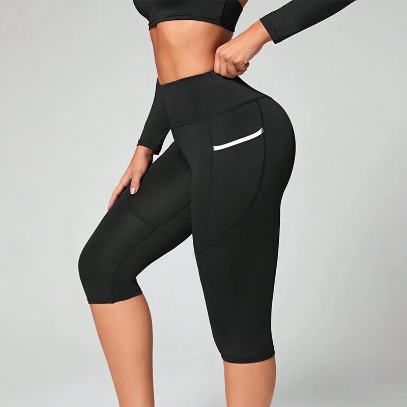 Women's Side Pocket Capri Leggings For Workout Outfits