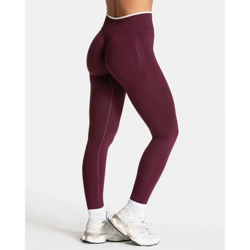 Women's High-Waist Contrast-Trim Stretch Ankle-Length Yoga Leggings