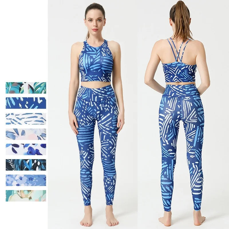 Women's Floral Sports Bra and Leggings Workout Set