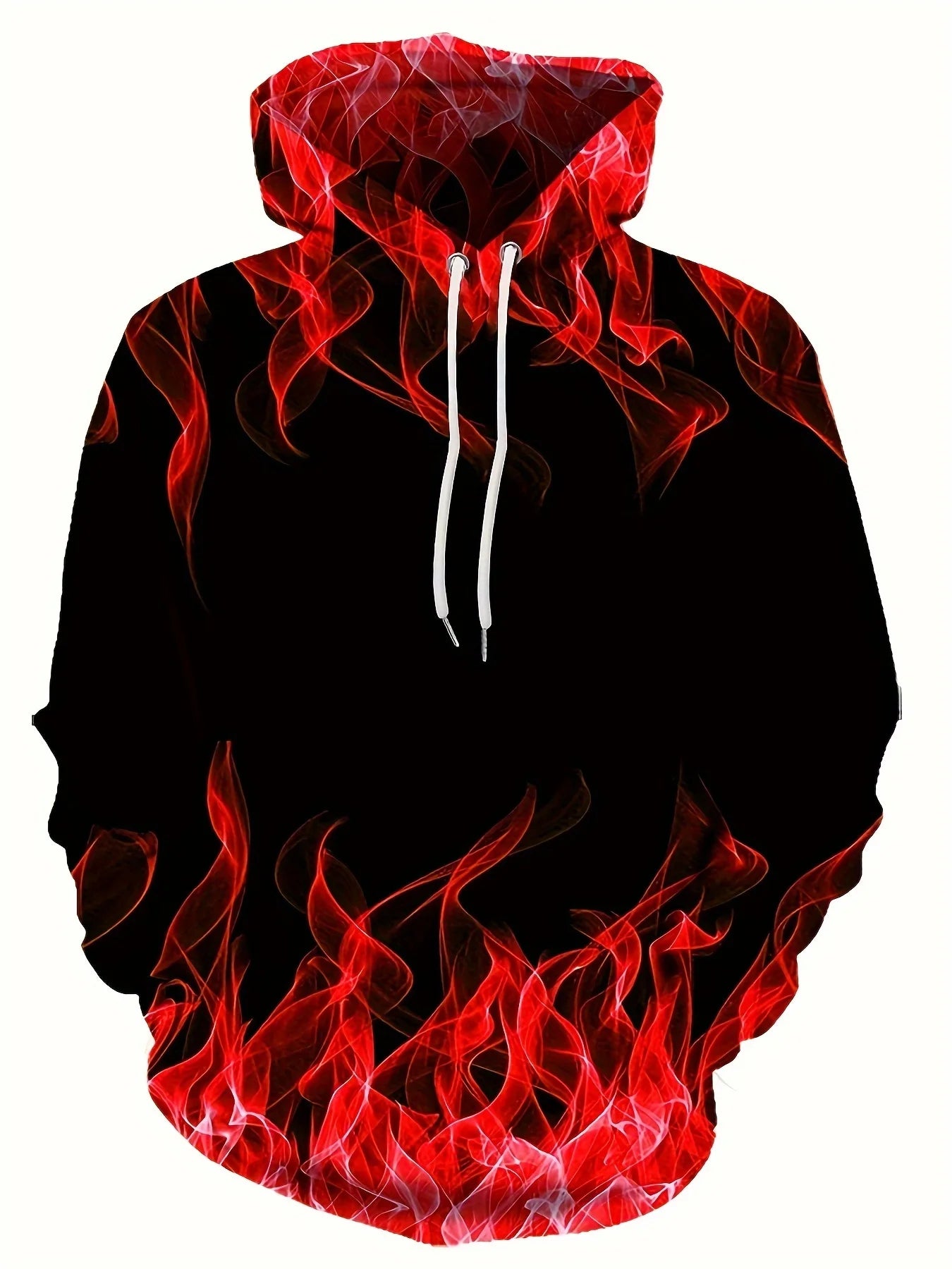 Men's Flame-Print Long-Sleeve Pullover Hoodie