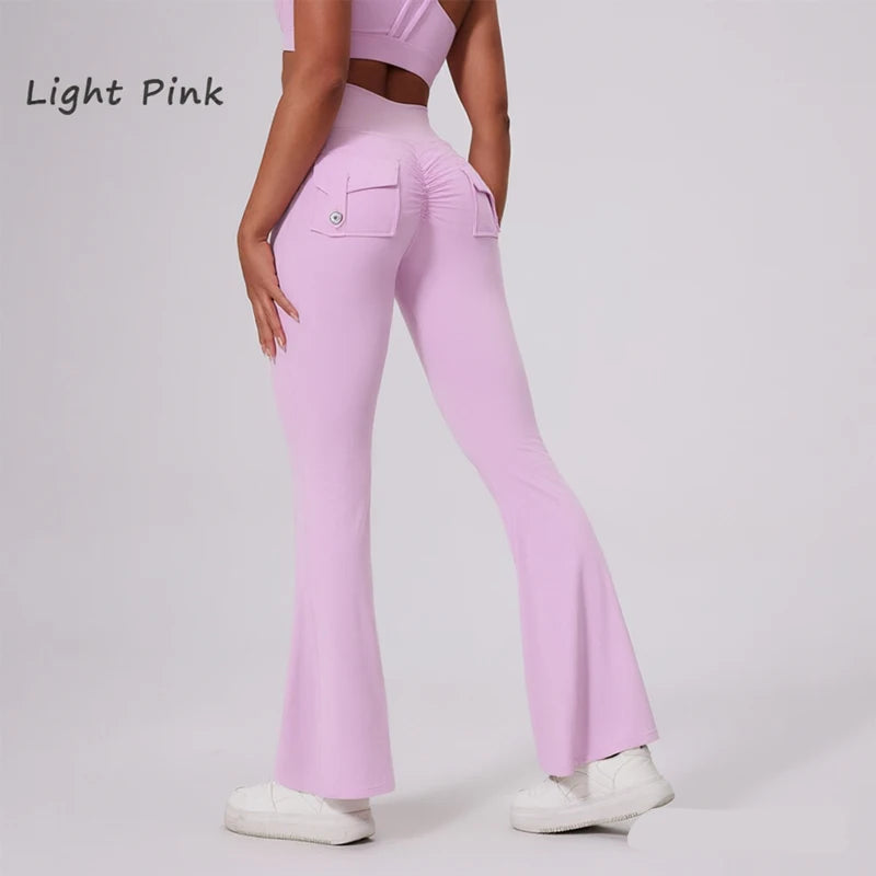 Women's Back Pocket Flared Leggings For Workout Outfits