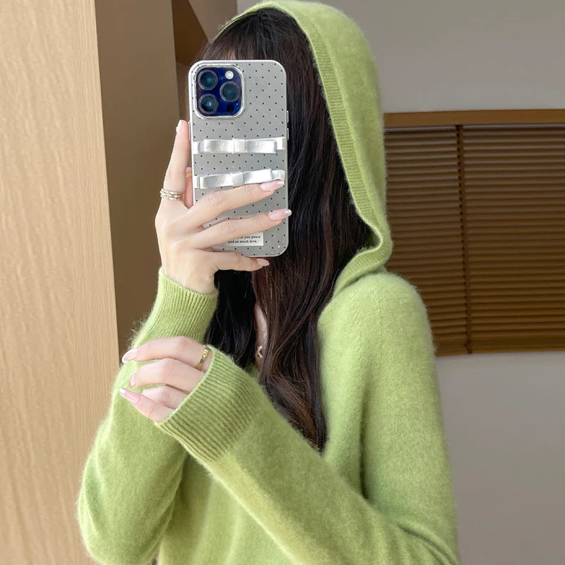 Women's V Neck And Hooded Knit Styles Sweater