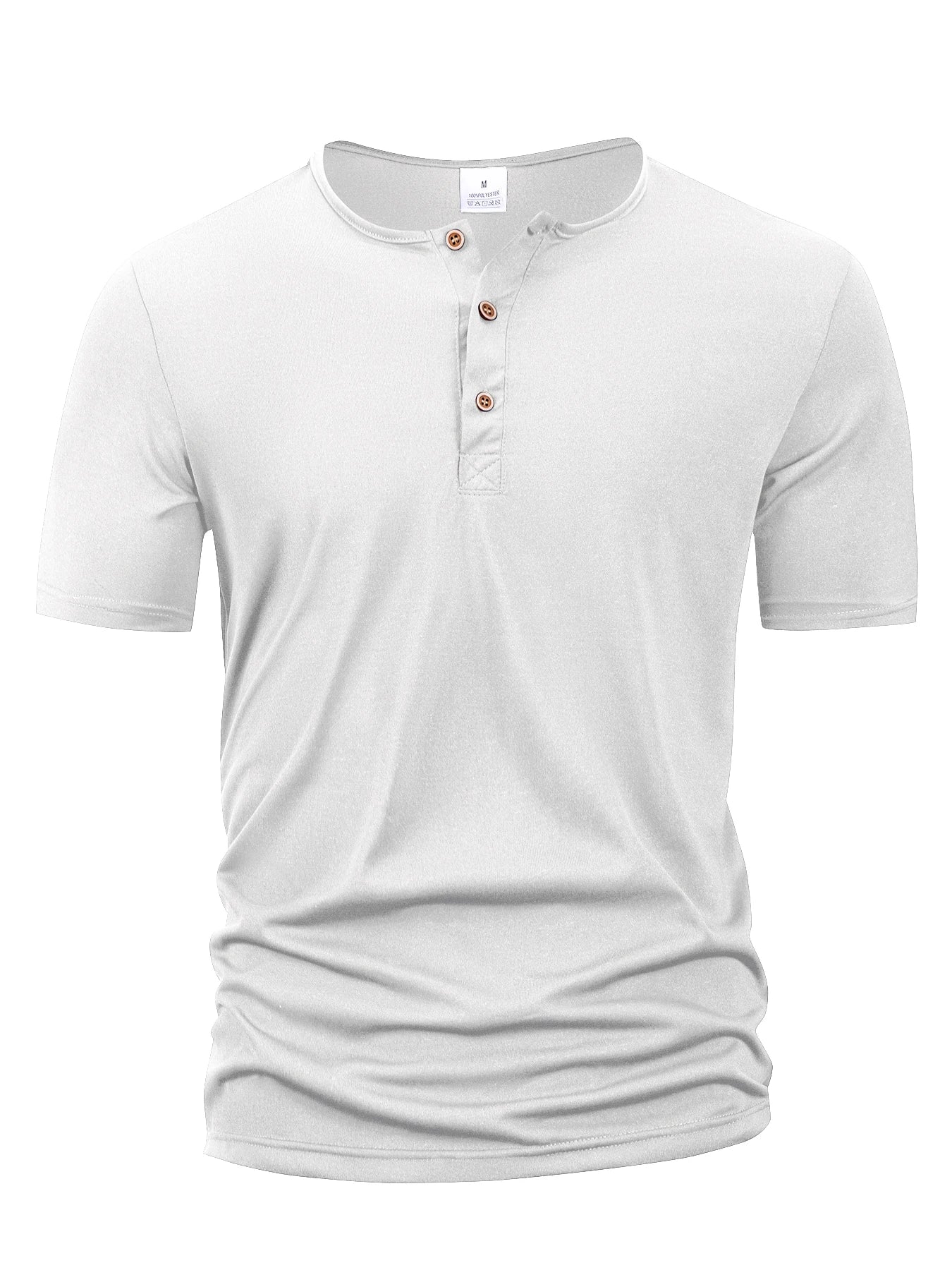 Solid Henley Neck Short Sleeve Button Placket T Shirt