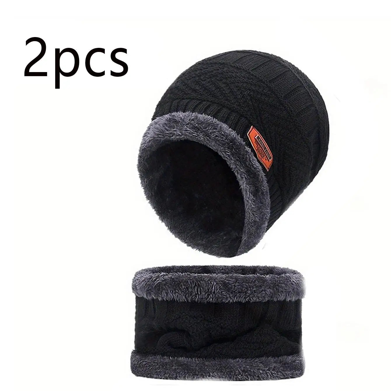 Knitted Beanie with Neck Warmer and Glove Style Options