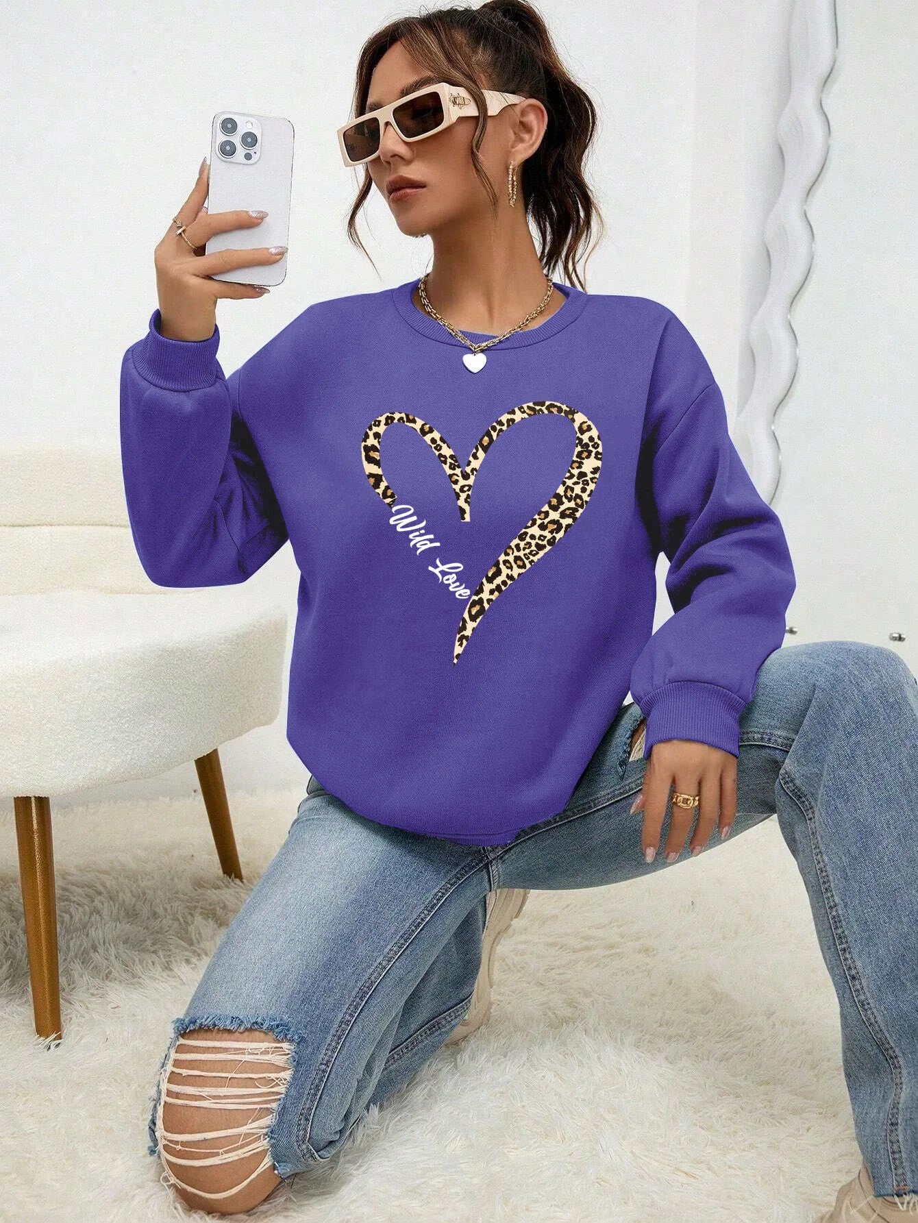 Long Sleeve Casual Pullover Sweatshirt with Original Style Options