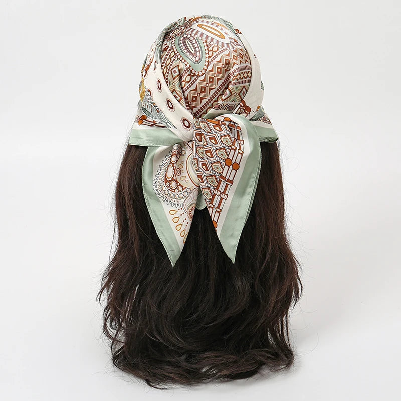 Printed Square Neck Scarf with Decorative Border Designs