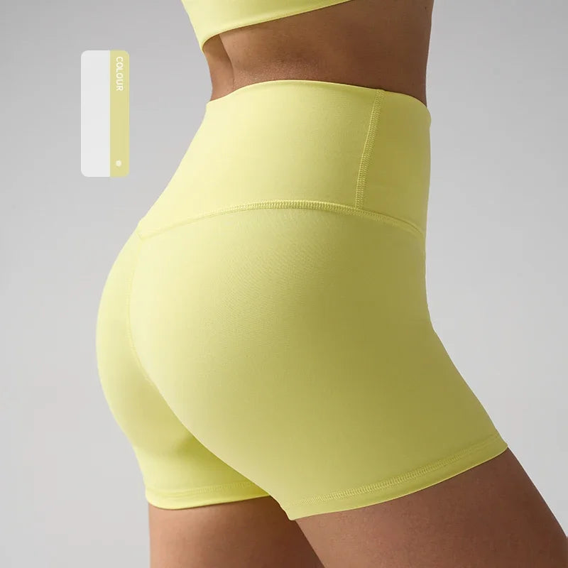 Women's High Waist Nylon Blend Shorts for Yoga and Fitness