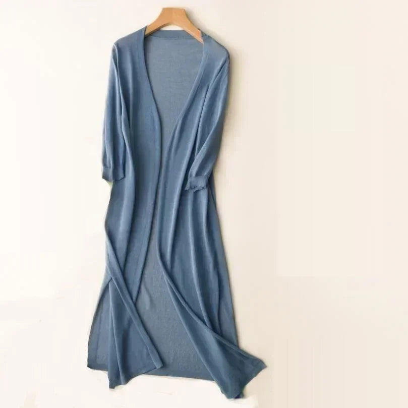 Women's Long Open Front Knit Cardigan Casual Knit Layer
